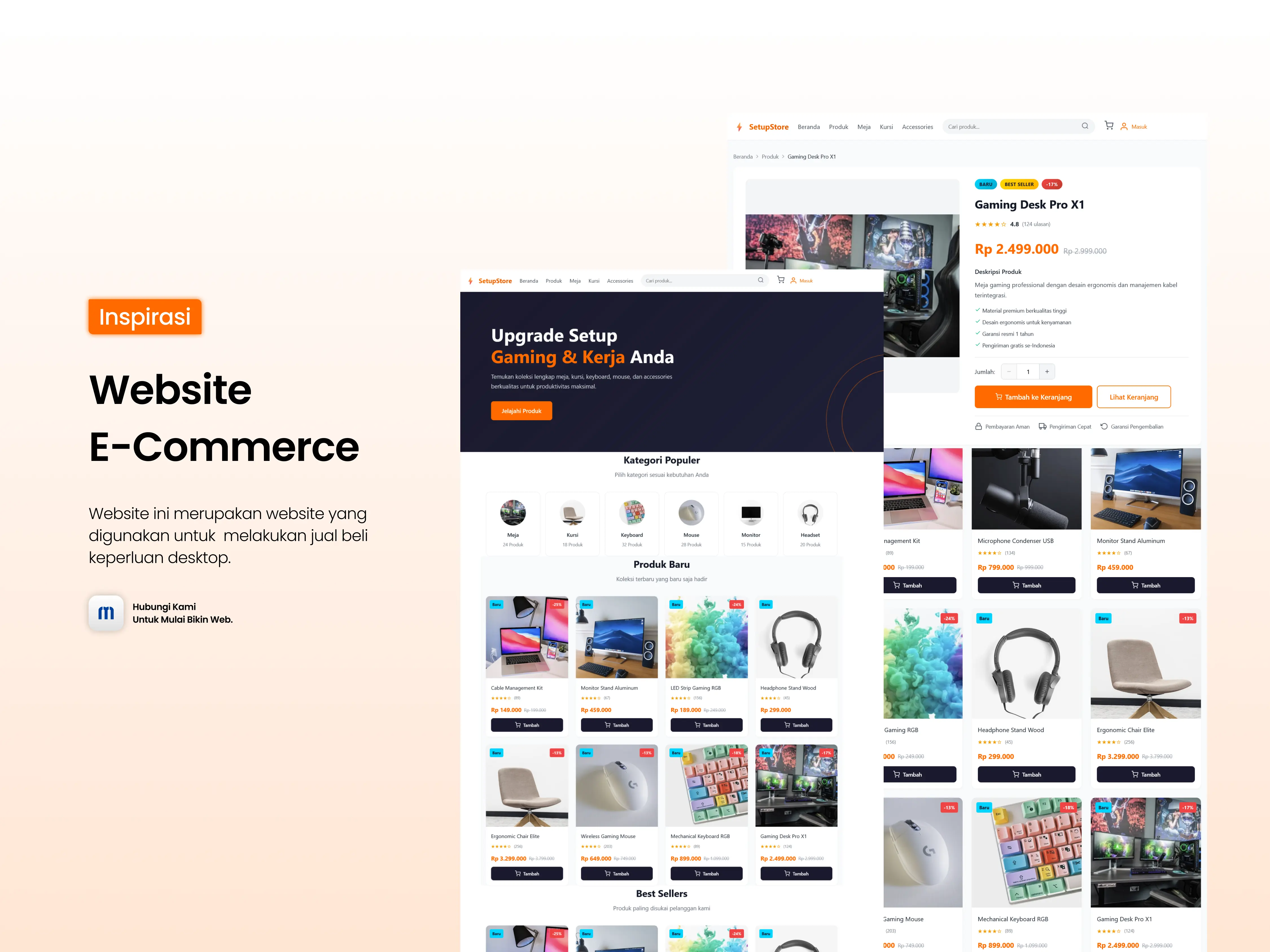 Tampilan website e-commerce untuk jual beli keperluan desktop